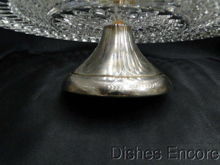 Clear w/ Cut Design and Metal Base:  Cake Stand, 11 1/8" x 3 1/8" -- MG#115