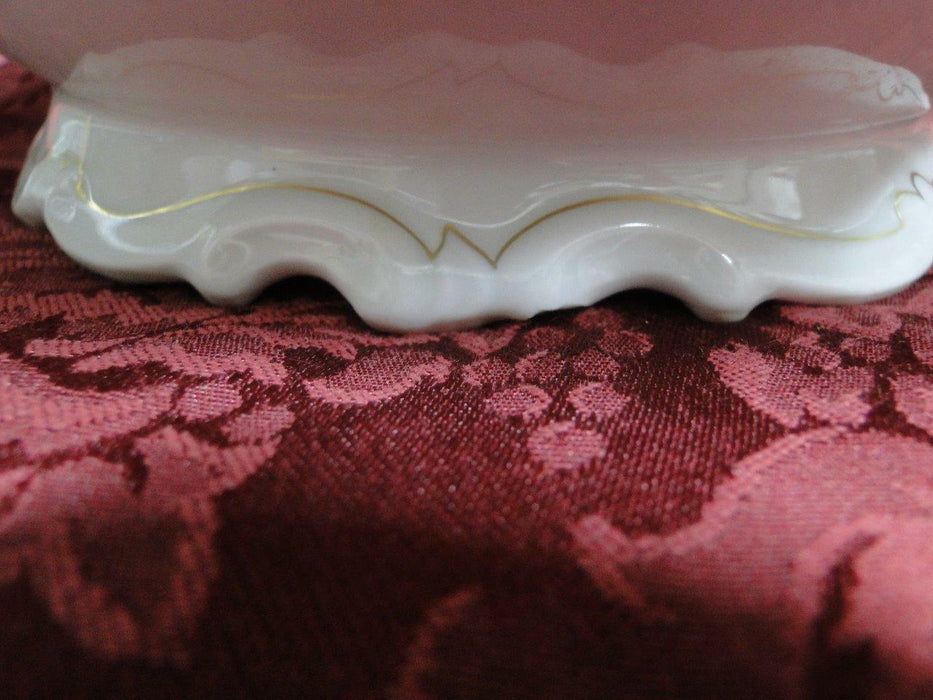 Edelstein Newcastle 30721 White w/ Gray, Gold Trim: Covered Serving Bowl, As Is