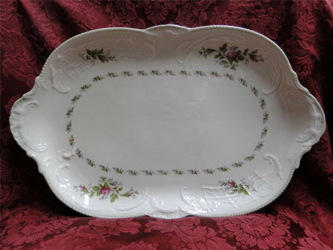 Rosenthal Sanssouci Rose Ivory, Pink Roses: Oval Serving Platter, 15 1/4"