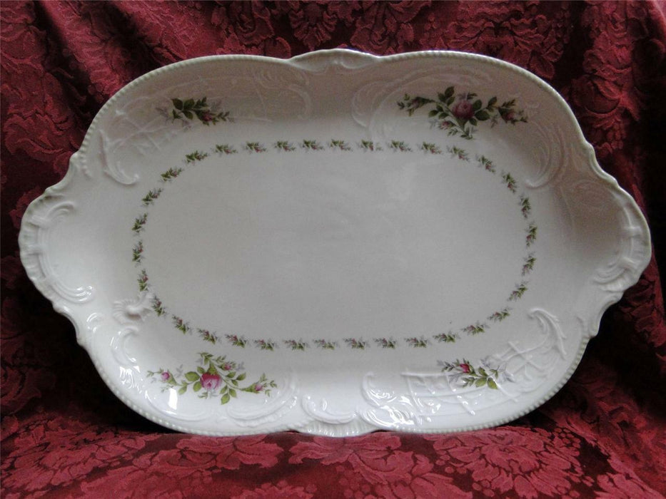 Rosenthal Sanssouci Rose Ivory, Pink Roses: Oval Serving Platter, 15 1/4"