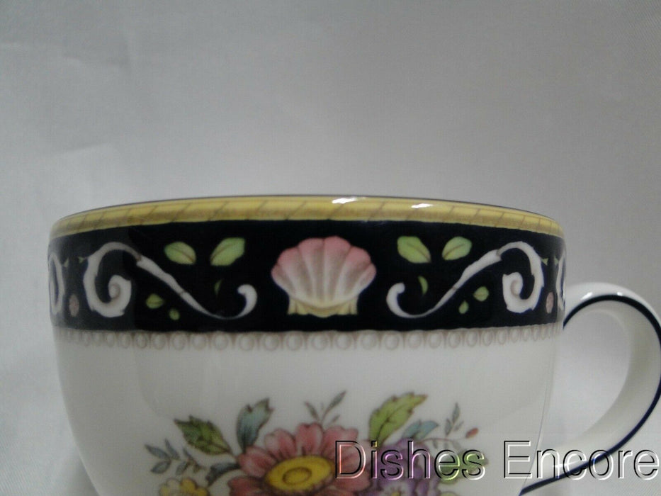 Wedgwood Runnymede Blue, Pink Shells: Footed Cup & Saucer Set (s), 2 5/8" Tall