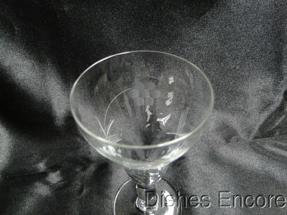 Clear w/ Etched Flowers & Leaves: Liquor Cocktail (s), 5" Tall -- CR#016