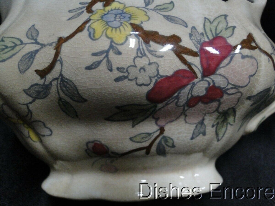 Booths Chinese Tree A8001, Red, Blue, Yellow Flowers: Gravy Boat Only, As Is