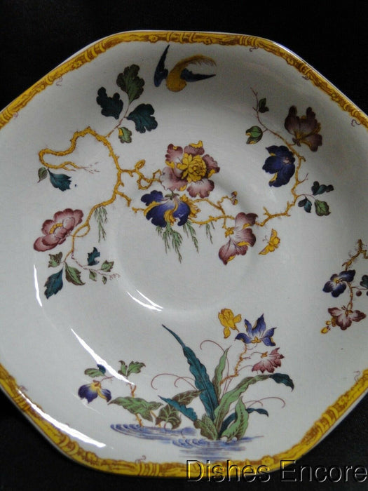 Wedgwood Devon Rose, Bird, Butterfly, Flowers: Cup & Saucer Set, 2 5/8", As Is