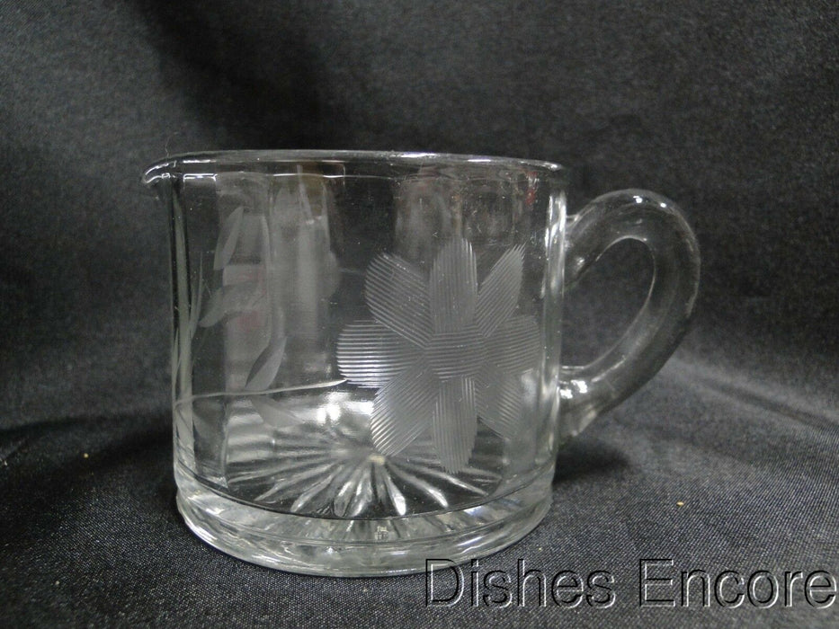Clear w/ Gray Cut Flowers: Open Sugar Bowl & Creamer Set -- MG#163