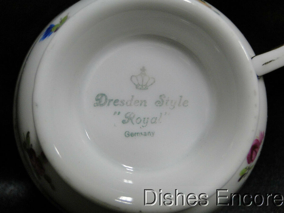 Dresden Style Royal, Floral & Gold Scrolls: Cup & Saucer Set (s), 2 1/4"