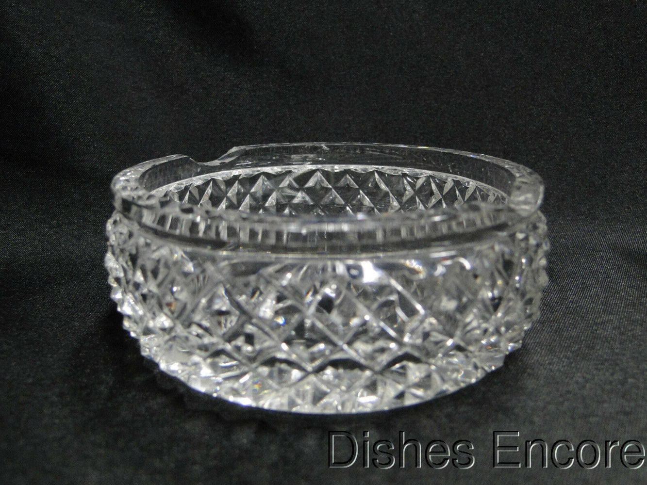 Clear w/ Cut Crosshatch Design: Two Slot Ashtray, As Is  -- MG#114