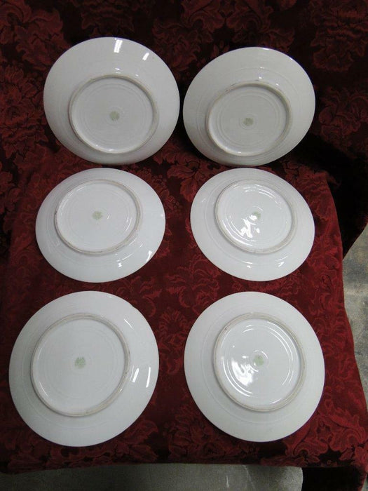 Noritake Nippon Pink / White Flowers, Black Edge: Cake Plate & 6 Plate Set