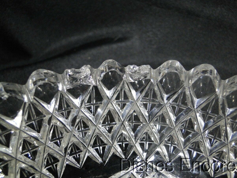 Cut Glass Bowl, Diamond Sides, Star Bottom, MG#149, 6" x 1.5", As Is