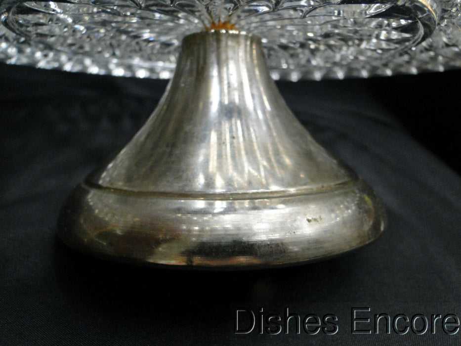 Clear w/ Cut Design and Metal Base:  Cake Stand, 11 1/8" x 3 1/8" -- MG#115
