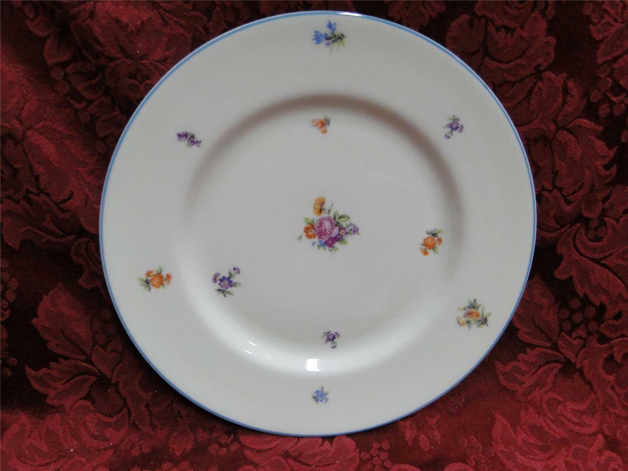 Edgerton Lorraine E220, Floral, Turquoise Trim: Salad Plate (s), 8 1/4"