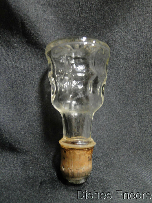 Clear w/ Cut Circles: Decanter & Hollow Stopper w/ Cork, 11" Tall -- MG#110