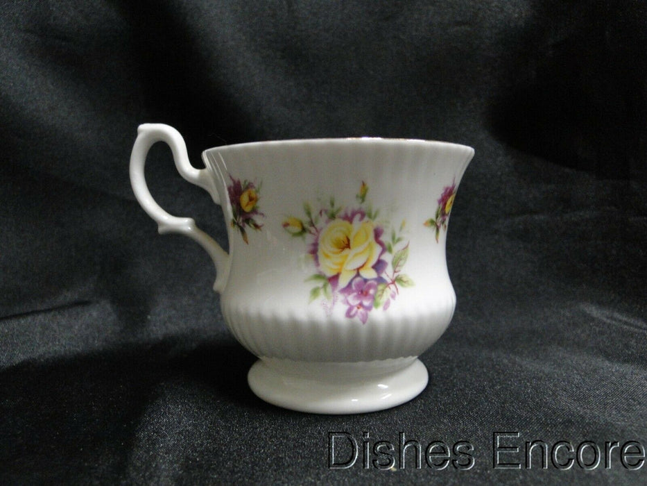 Royal Dover Yellow Roses, Purple Flowers: Demitasse Cup & Saucer Set, 2 3/8"