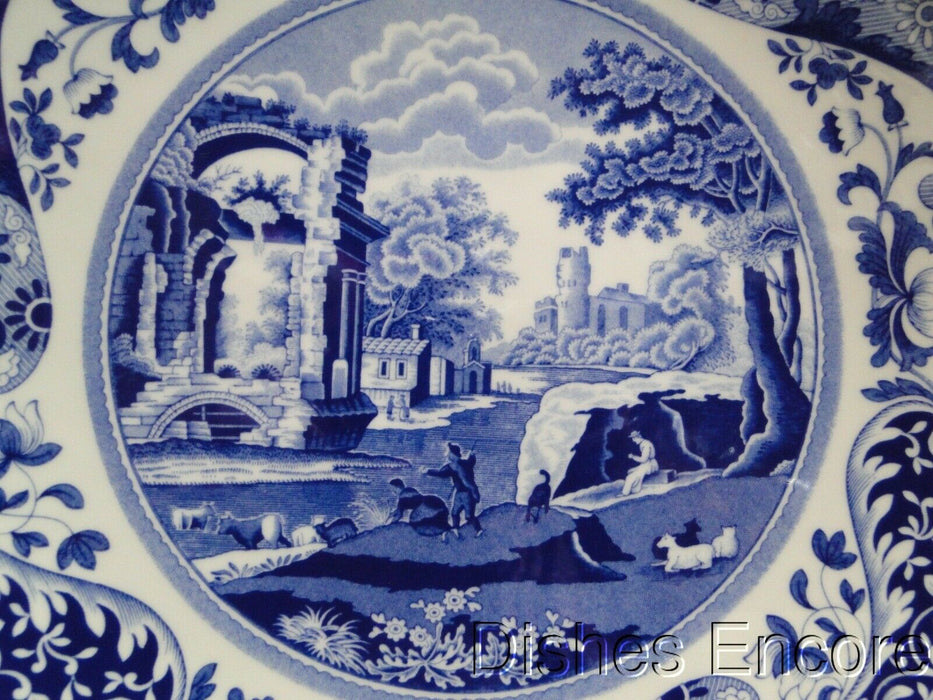 Spode Italian, Blue Scene: NEW Footed Cake Stand, 10 5/8", Box