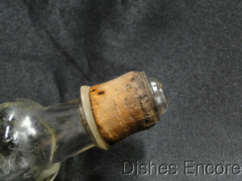 Clear w/ Cut Circles: Decanter & Hollow Stopper w/ Cork, 11" Tall -- MG#110