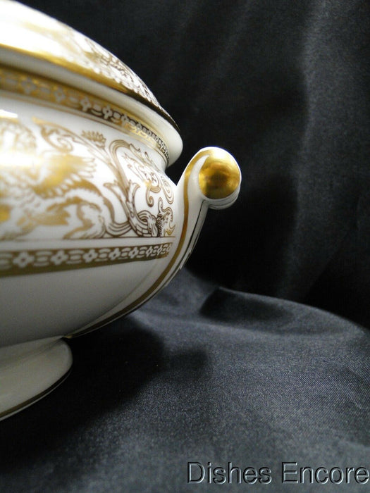 Wedgwood Gold Florentine, Dragons on White: Round Serving Bowl w/ Lid