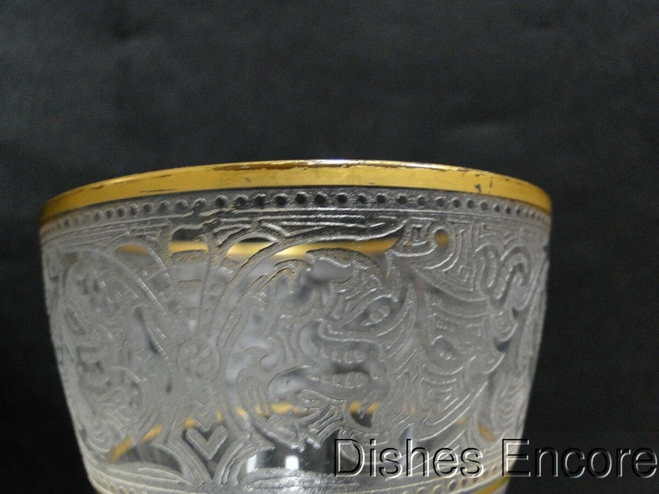 Glastonbury Lotus Brocade, Gold Trim: Wine Goblet (s), 6" Tall