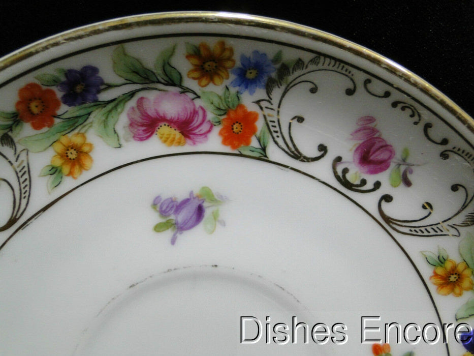 Dresden Style Royal, Floral & Gold Scrolls: Cup & Saucer Set (s), 2 1/4"