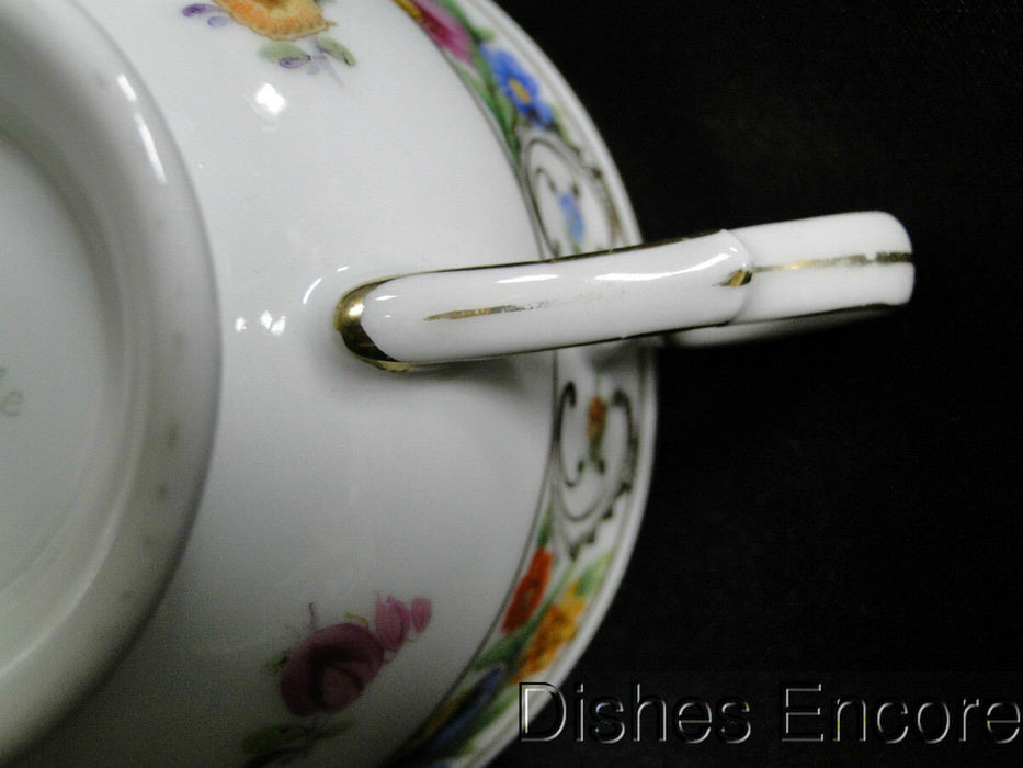 Dresden Style Royal, Floral & Gold Scrolls: Cup & Saucer Set (s), 2 1/4"