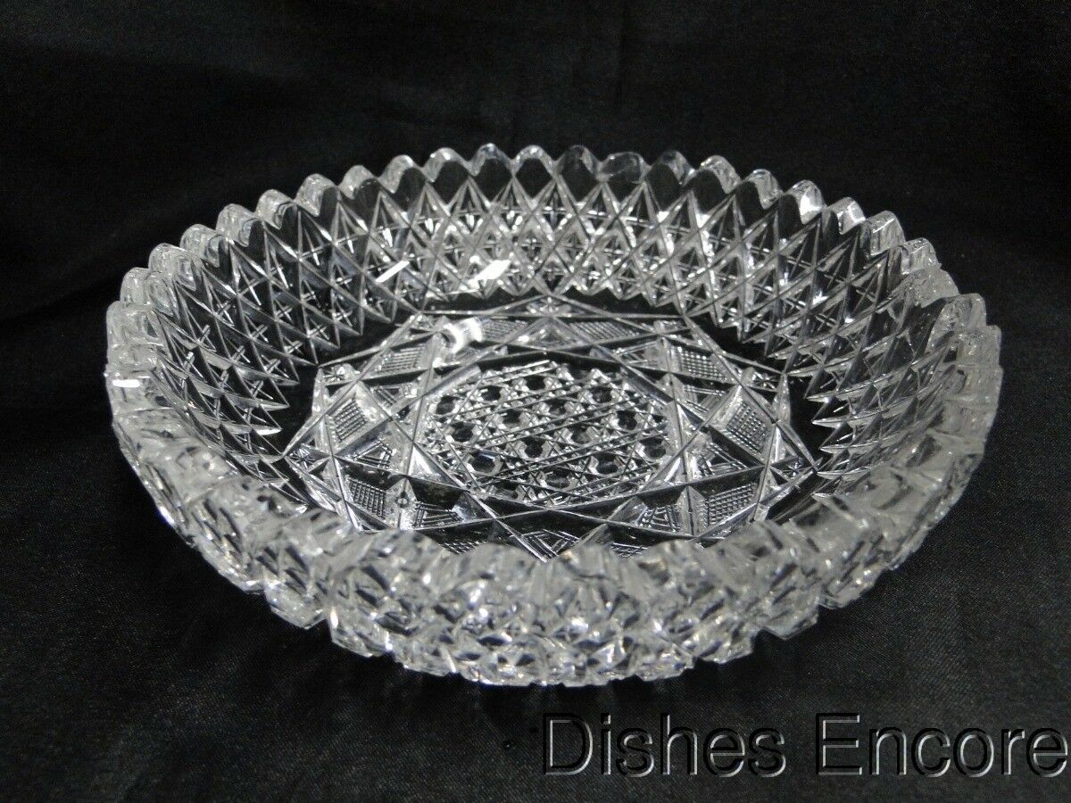 Cut Glass Bowl, Diamond Sides, Star Bottom, MG#149, 6" x 1.5", As Is