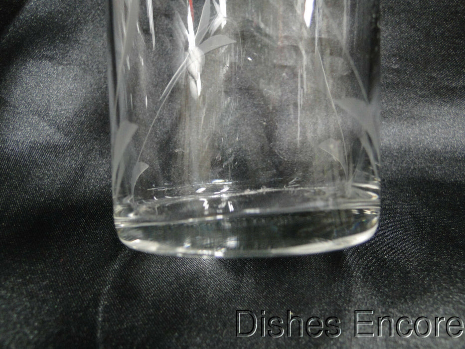 Clear w/ Gray Cut Flowers & Leaves: Flat Tumbler (s), 5 1/8" -- CR#088