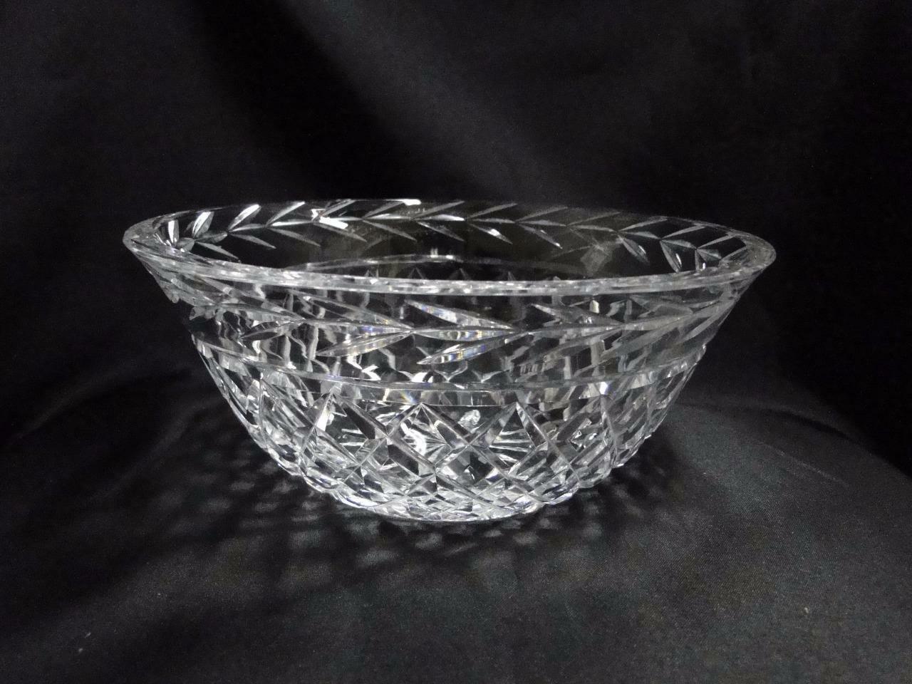 Waterford Crystal Glandore, Laurel & Criss Cross Cuts: Round Bowl, 8 7/8", As Is