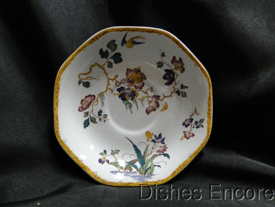 Wedgwood Devon Rose, Bird, Butterfly, Flowers: Cup & Saucer Set, 2 5/8", As Is