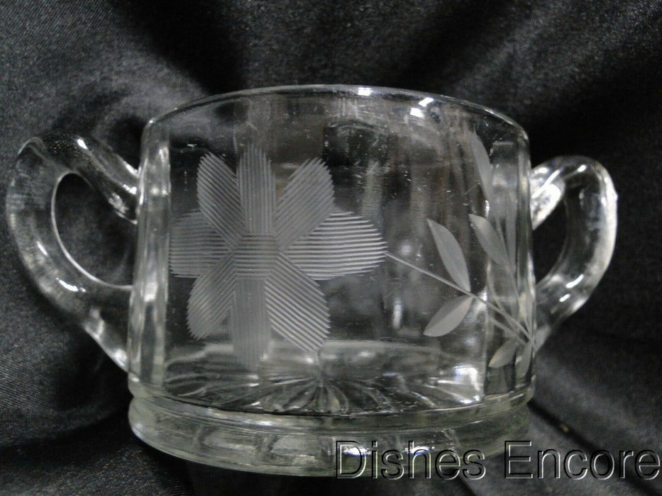 Clear w/ Gray Cut Flowers: Open Sugar Bowl & Creamer Set -- MG#163