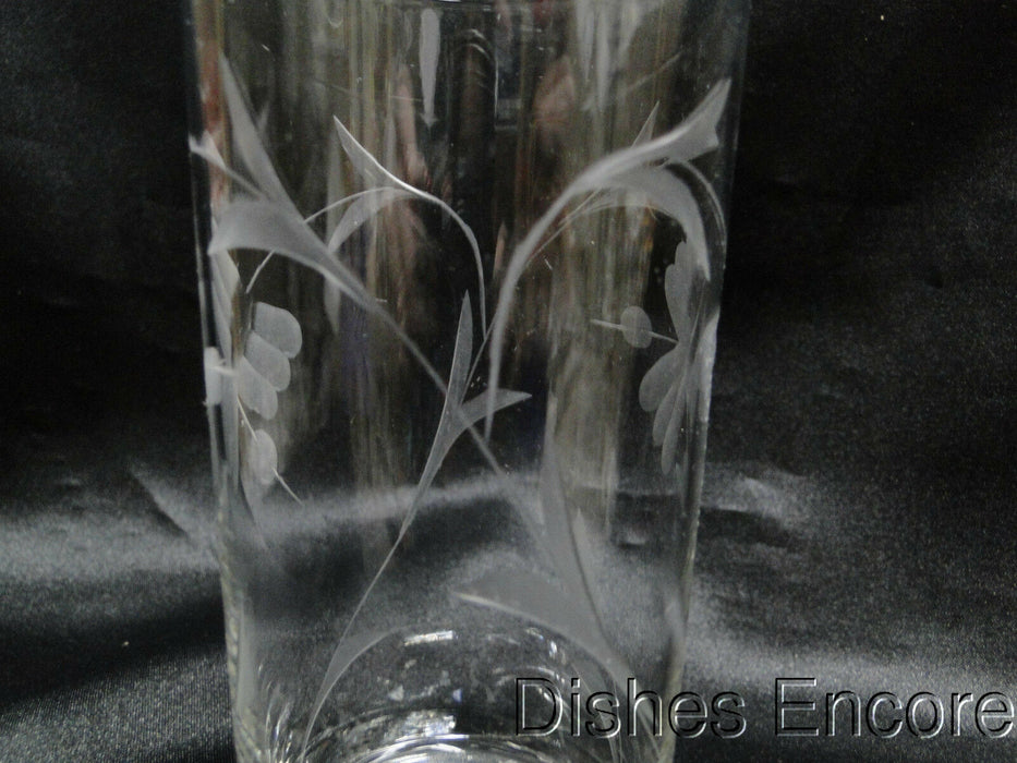 Clear w/ Gray Cut Flowers & Leaves: Flat Tumbler (s), 5 1/8" -- CR#088