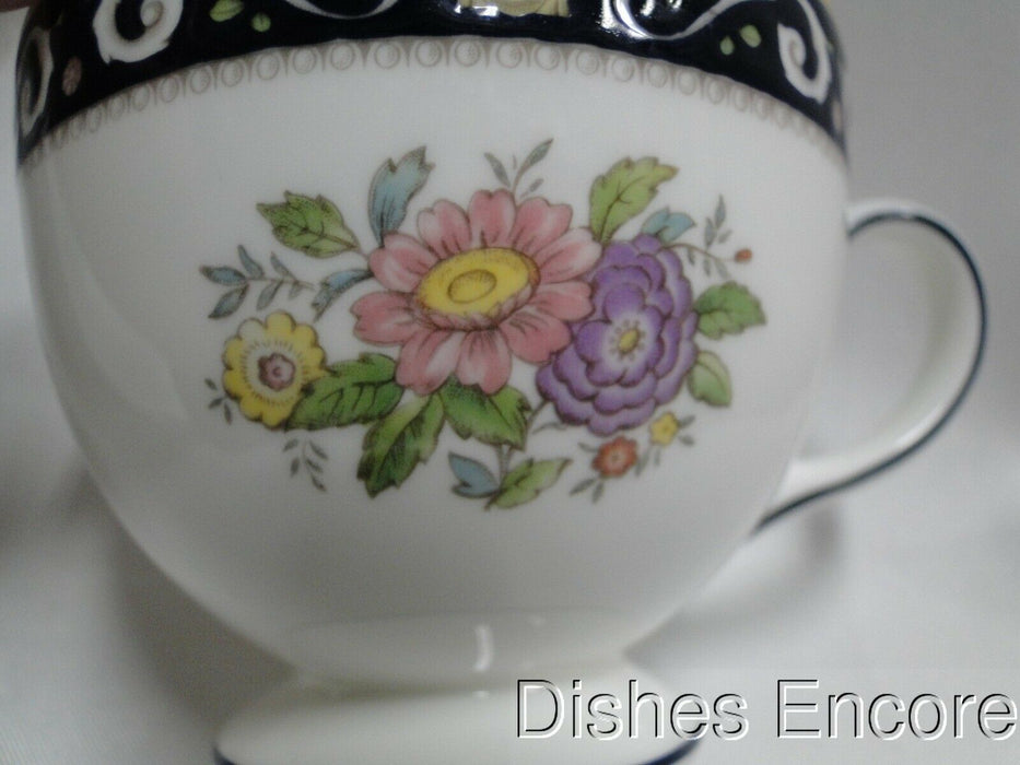 Wedgwood Runnymede Blue, Pink Shells: Footed Cup & Saucer Set (s), 2 5/8" Tall