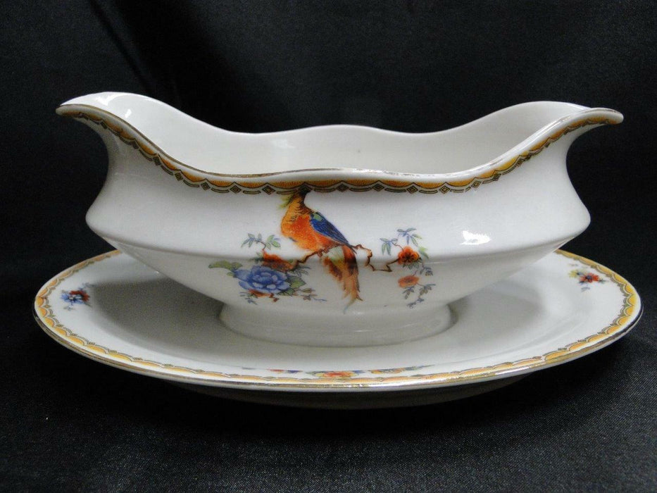 Celebrate CEB61, Red, Blue, Yellow Bird: Gravy w/ Attached Underplate