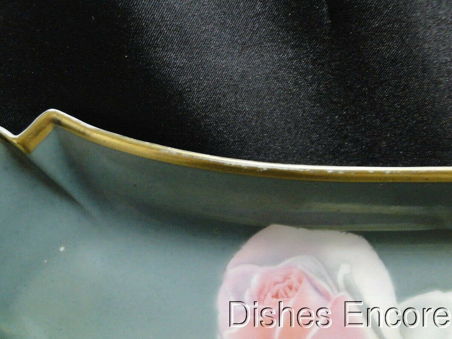 Hutschenreuther Antique Hand Painted Pink Rose on Green: Tray, 12 1/4" x 10"