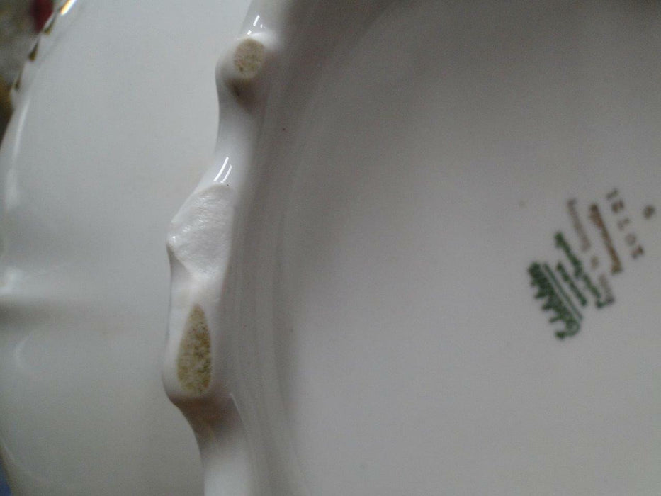 Edelstein Newcastle 30721 White w/ Gray, Gold Trim: Covered Serving Bowl, As Is