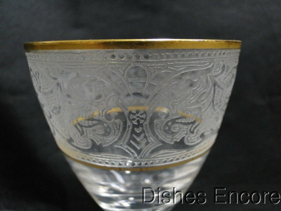 Glastonbury Lotus Brocade, Gold Trim: Wine Goblet (s), 6" Tall