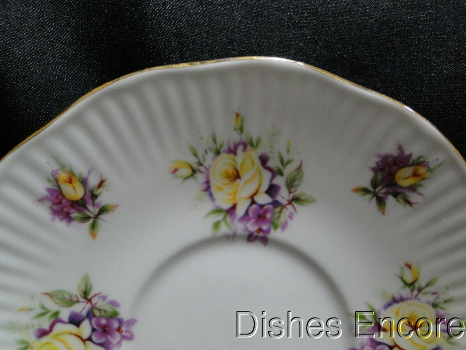 Royal Dover Yellow Roses, Purple Flowers: Demitasse Cup & Saucer Set, 2 3/8"