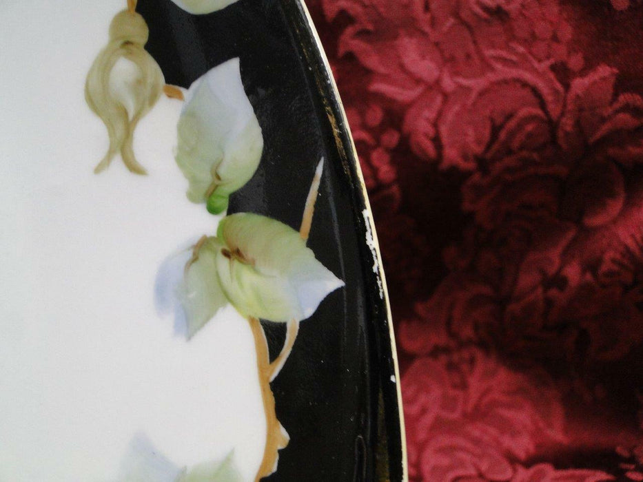 Noritake Nippon Pink / White Flowers, Black Edge: Cake Plate & 6 Plate Set
