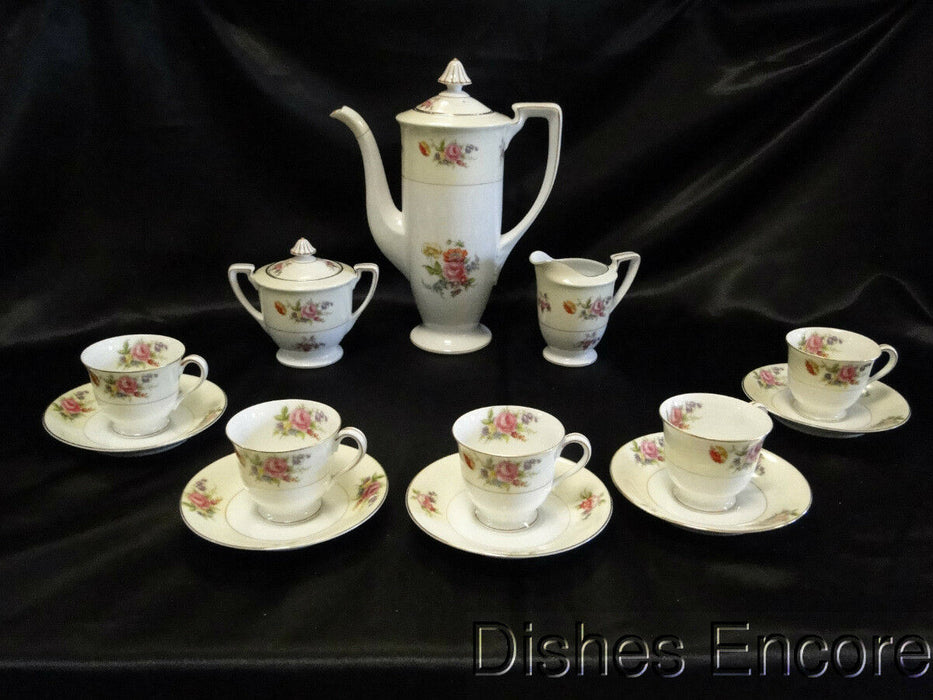 Noritake Multicolored Floral Cream White: Coffee Pot As Is, Creamer, Sugar, Cups