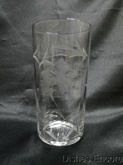 Clear w/ Gray Cut Flowers & Leaves: Flat Tumbler (s), 5 1/8" -- CR#088