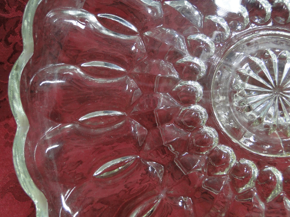 Cake Stand: Pressed Glass, Scalloped, Patterned, 9 7/8" -- MG#238