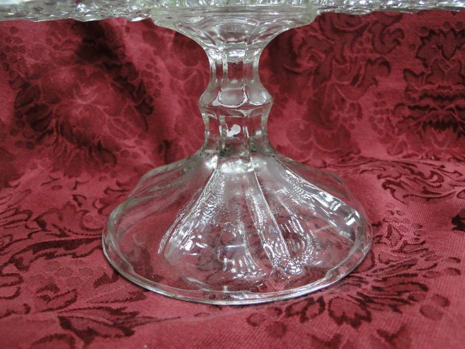 Cake Stand: Pressed Glass, Scalloped, Patterned, 9 7/8" -- MG#238