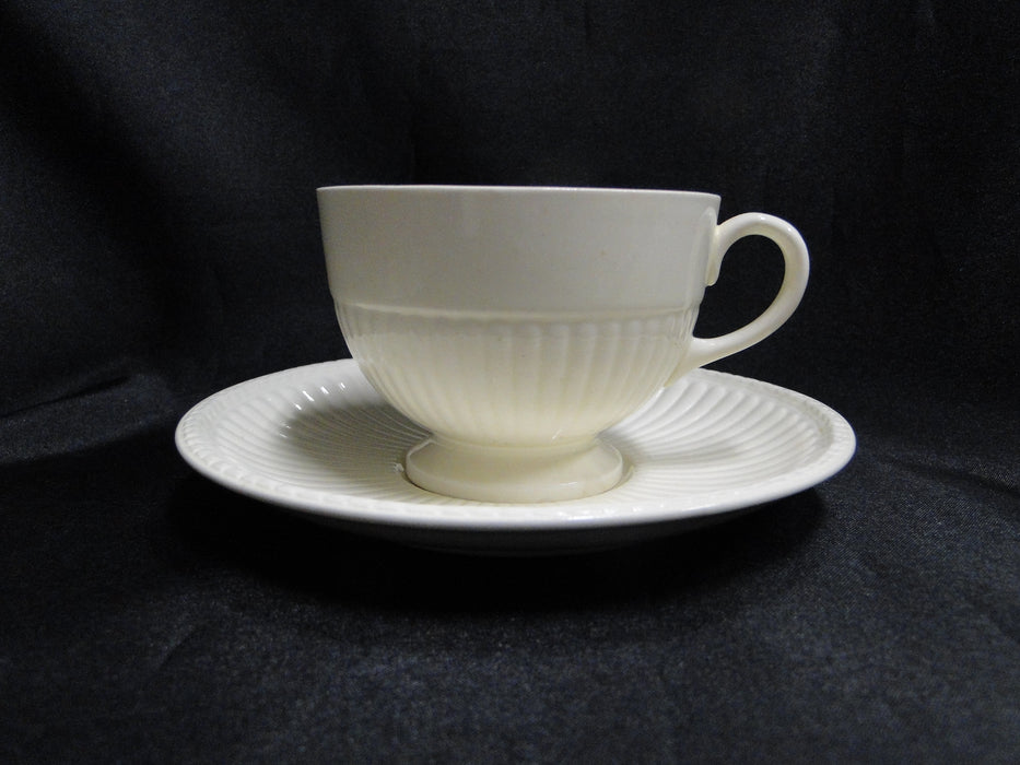 Wedgwood Edme, Ribbed Rim, Off White: Cup & Saucer Set, 2 1/2", As Is