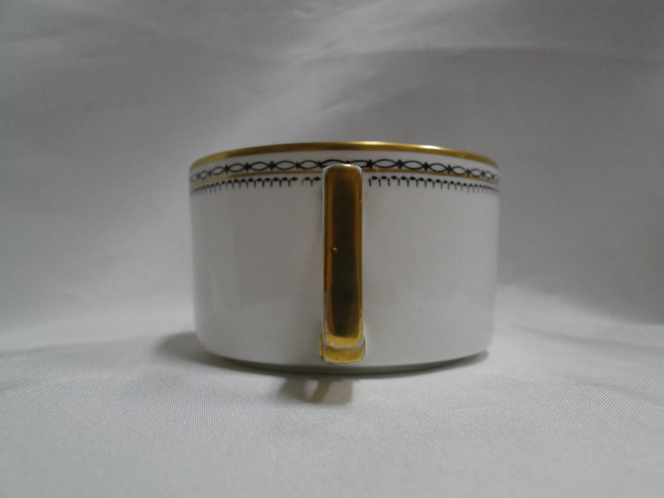 Heinrich HC9, Black Ovals, Gold Trim: Square Handle Cup & Saucer Set, 2", Nick