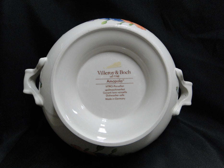Villeroy & Boch Amapola, Blue & Orange Flowers: Tureen & Lid, 8" Tall