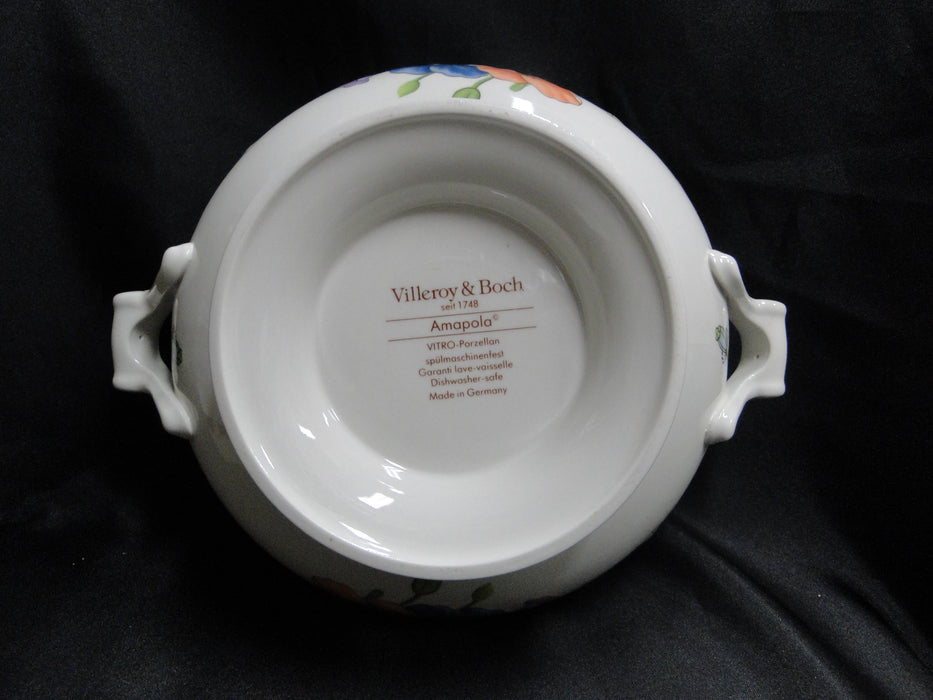 Villeroy & Boch Amapola, Blue & Orange Flowers: Tureen & Lid, 8" Tall