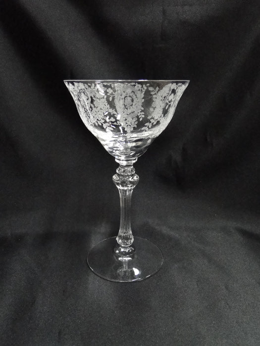 Tiffin Love Lace, 17358, Clear, Etched, June Night: Claret Wine, 6 5/8", As Is