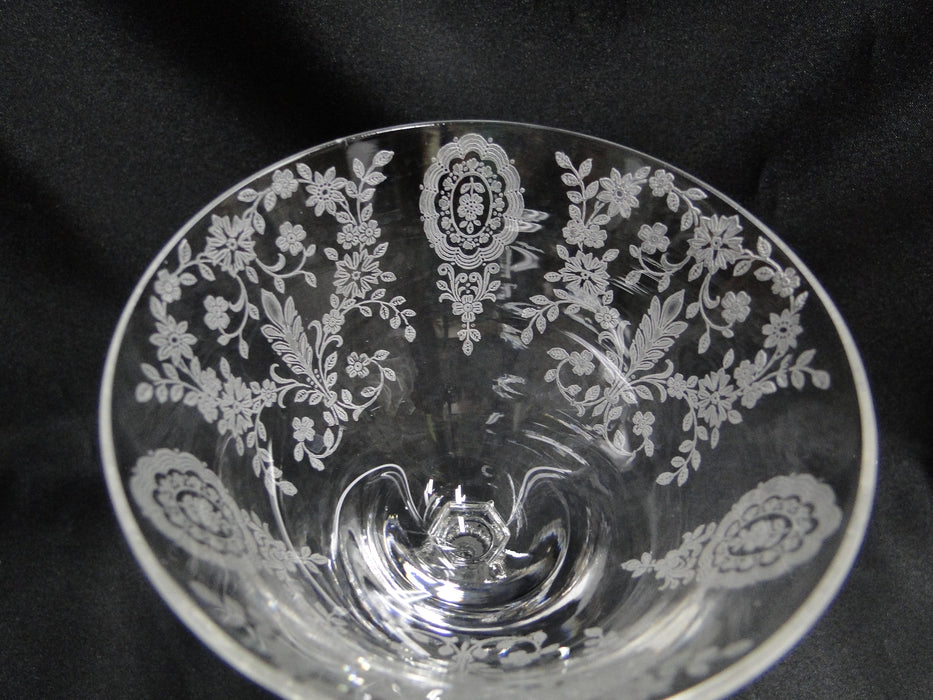 Tiffin Love Lace, 17358, Clear, Etched, June Night: Claret Wine, 6 5/8", As Is