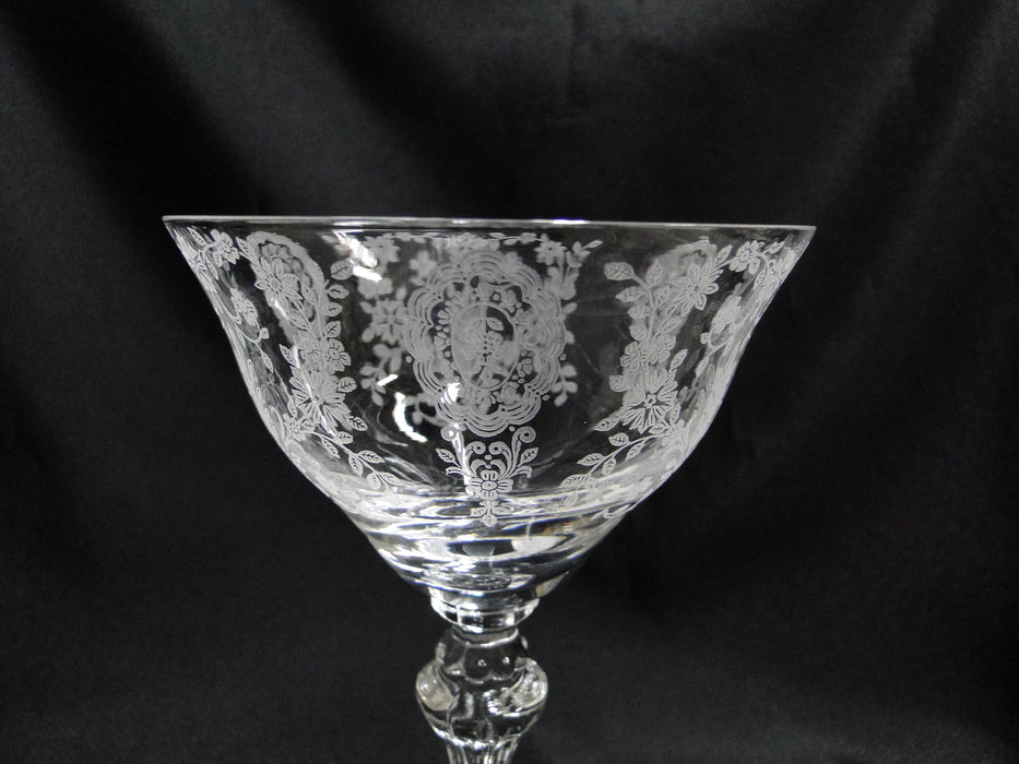 Tiffin Love Lace, 17358, Clear, Etched, June Night: Claret Wine, 6 5/8", As Is