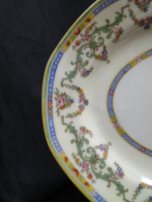 Haviland H591, Floral Swags, Yellow, Green Blue: Oval Platter, 11 3/8", As Is