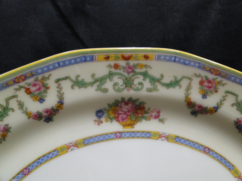 Haviland H591, Floral Swags, Yellow, Green Blue: Oval Platter, 11 3/8", As Is