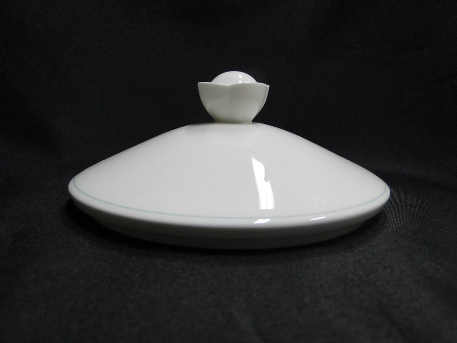 Villeroy & Boch Delta, Aqua Rim, White Fans: Round Covered Serving Bowl w/ Lid